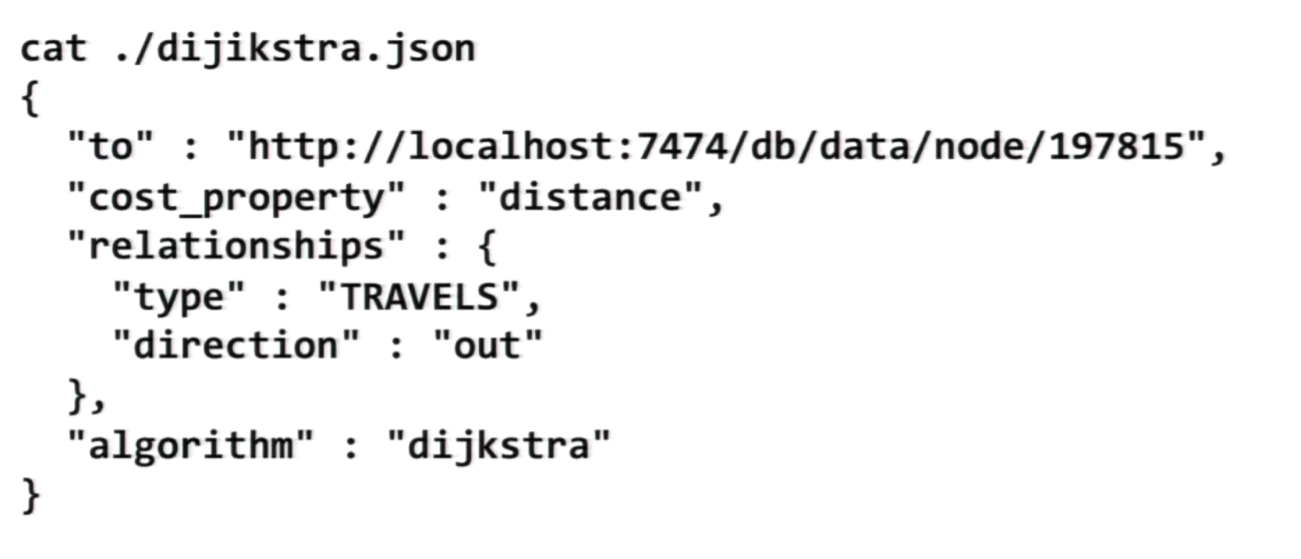 the json output of the dijkstra algorithm in neo4j