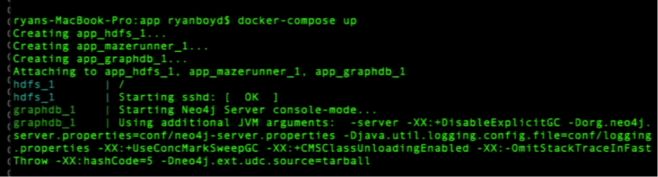 docker containers for hdfs, mazerunner (spark) and neo4j