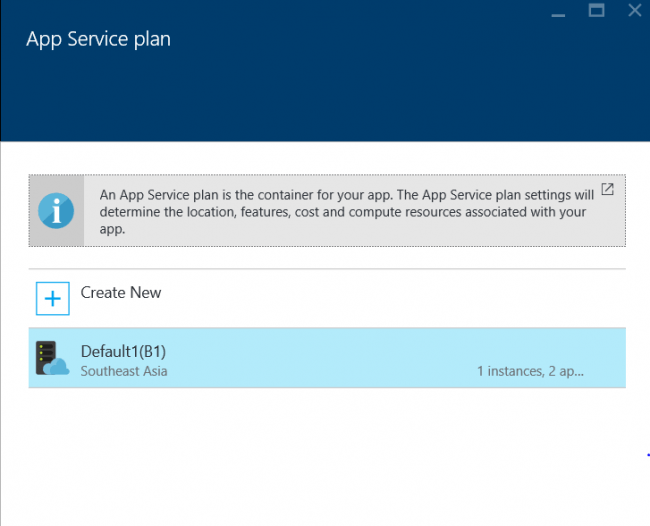 available app service plan in azure