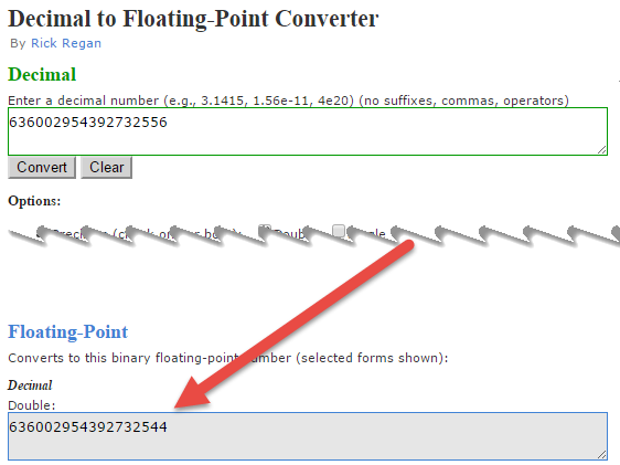 in this image there is a screenshot of the online converter, that exactly demonstrate that the rounding happens due to conversion to floating point number