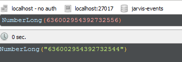 calling numberlong(636002954392732556) function returns a rounded number, 