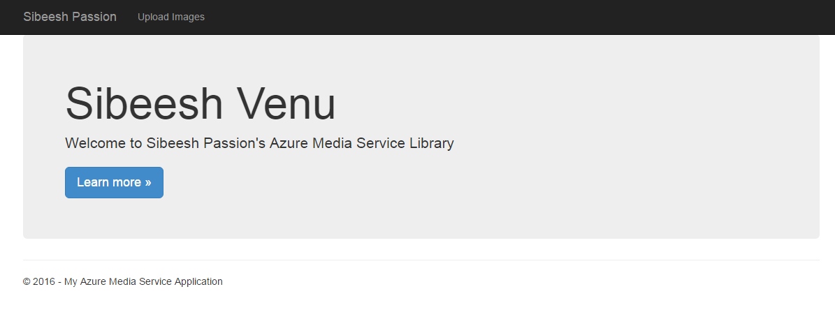 upload images to azure media service home page
