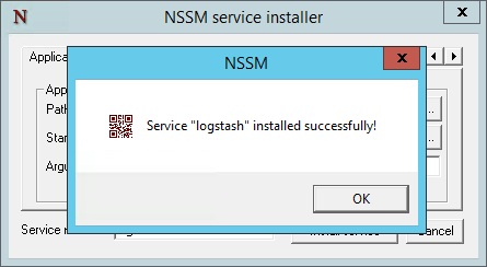 logstash service installed successfully message