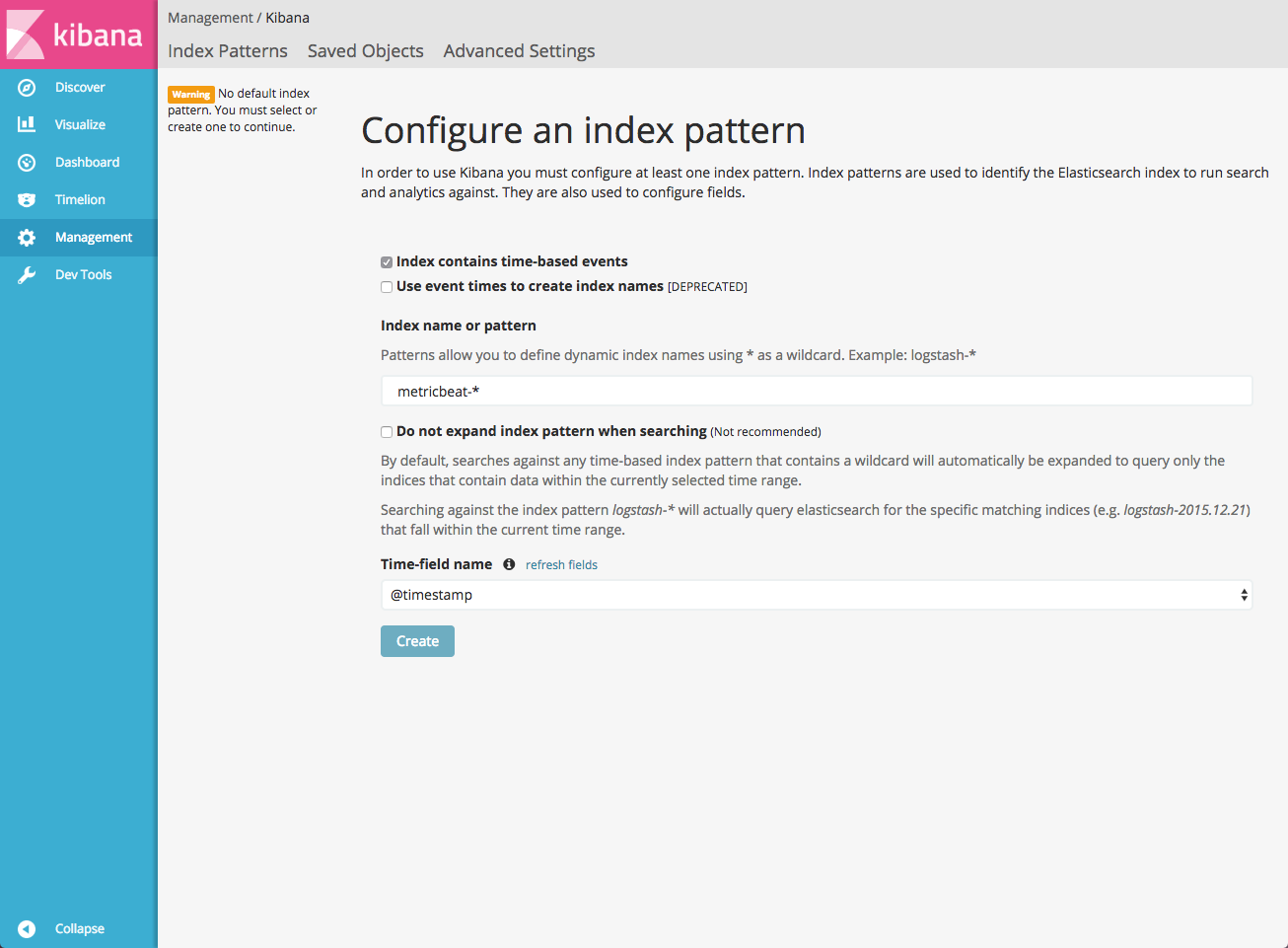 configure index pattern kibana