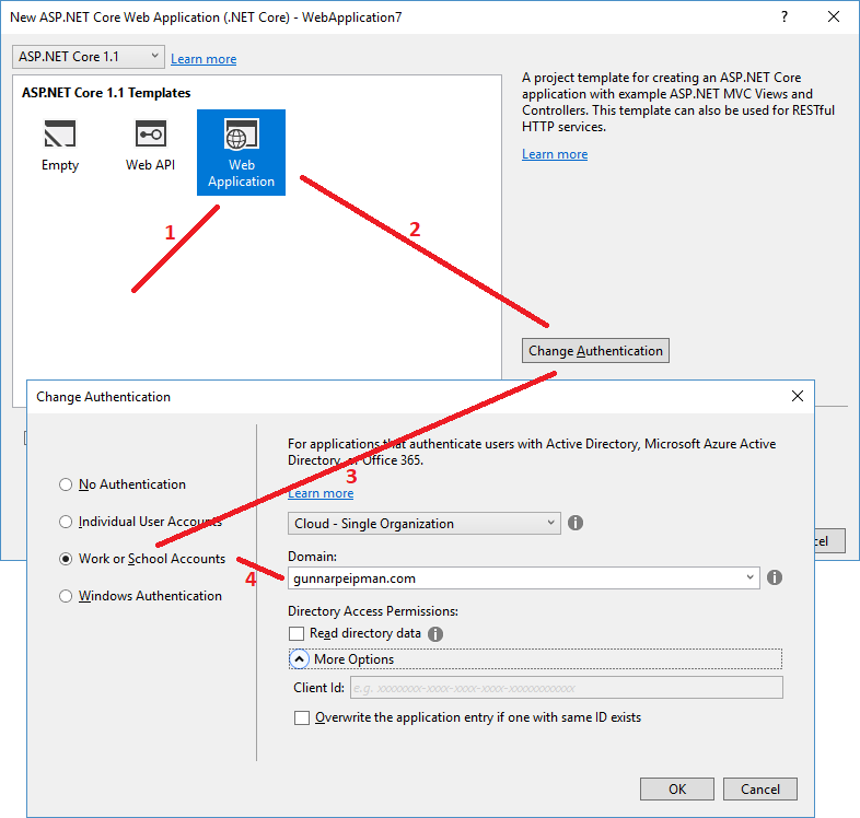 asp.net core: connect to azure ad