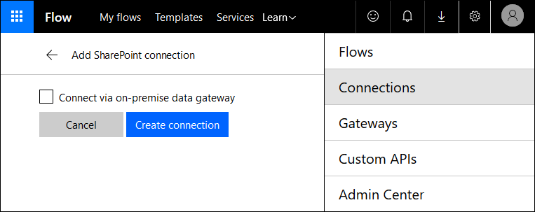 connecting sharepoint to microsoft flow