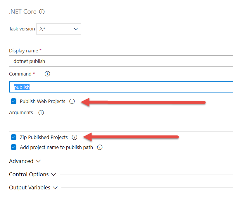 default value for the dotnet publish command