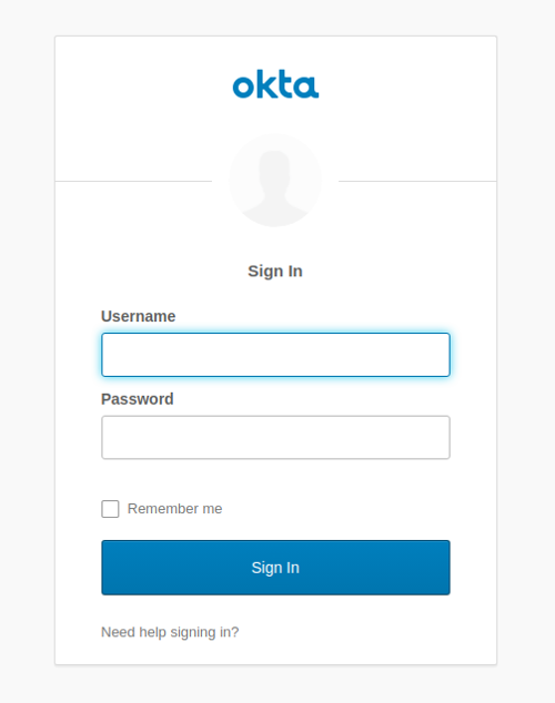 Okta sign in page