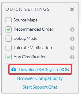 quick settings in jscrambler