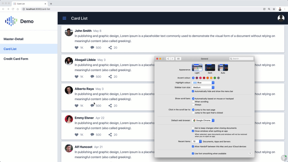setting light and dark themes