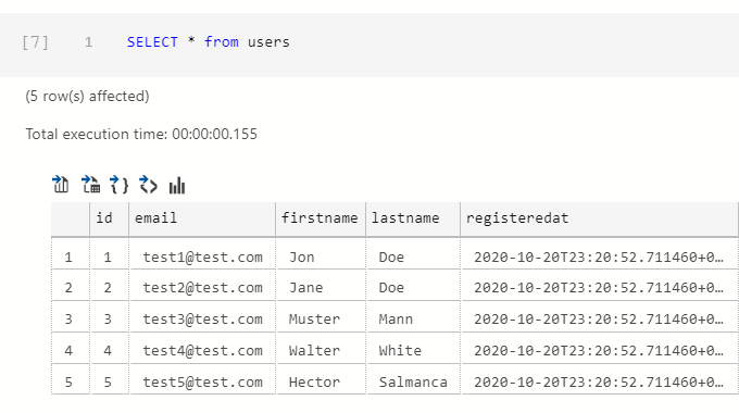 selecting data from table