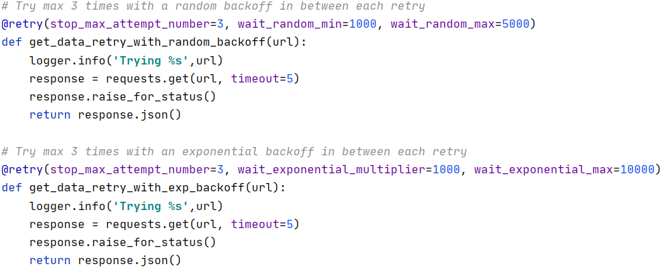 retry pattern example using python's retrying package