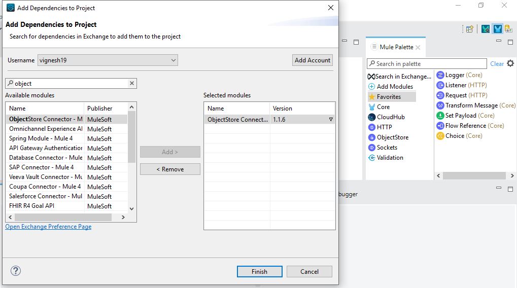 Adding a dependency menu