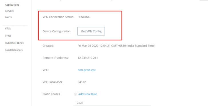 vpn connections status