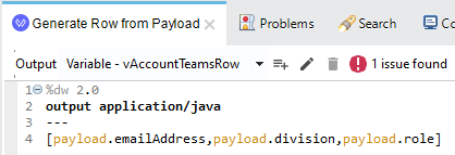 Generate Row from Payload