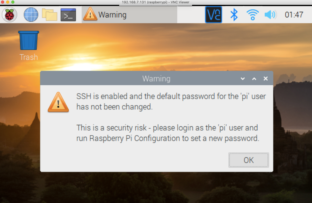 Security risk warning