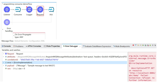 Message failure screenshot.