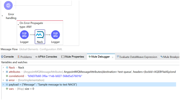 Error handler section screenshot.