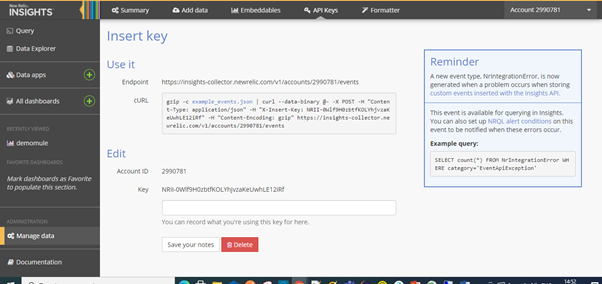 Insert Key page screenshot.