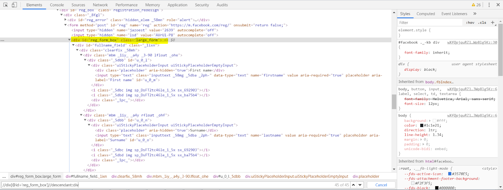 Screenshot of Facebook