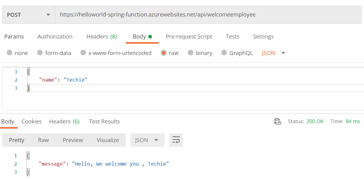 postman to test function