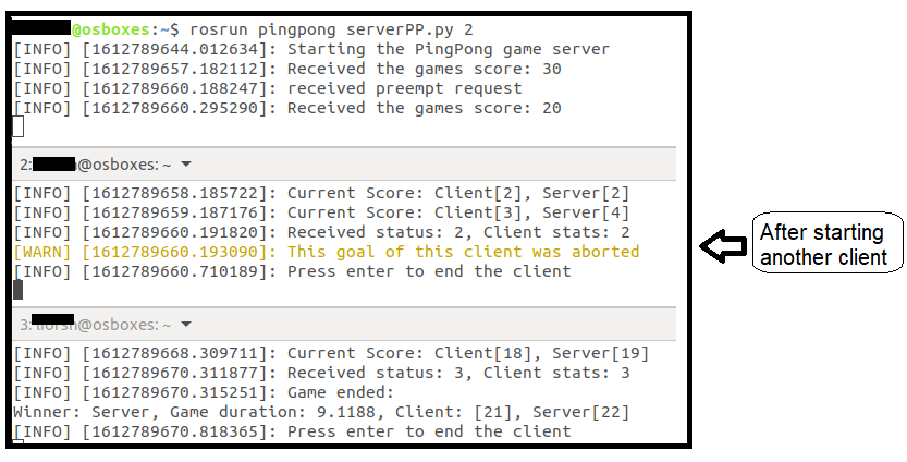After starting another client