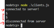 NodeJS (TCP Client) Output