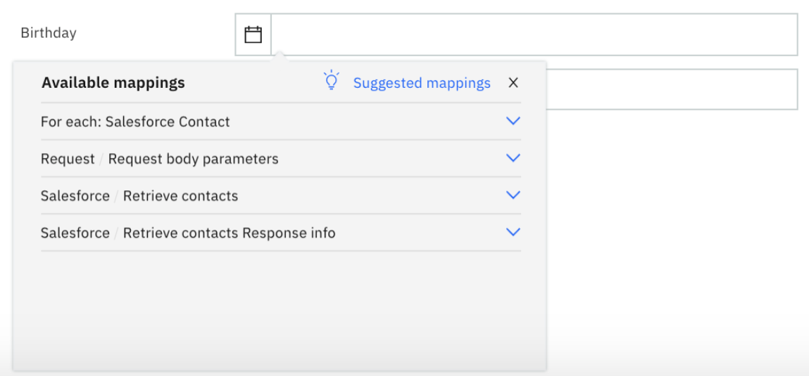 Figure 6: All available mappings are shown for a target field