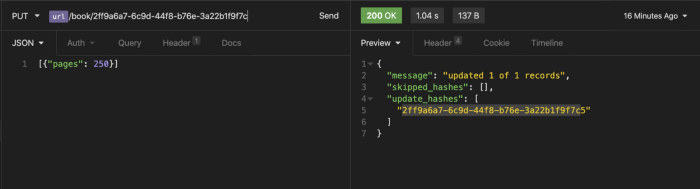 Testing the update API