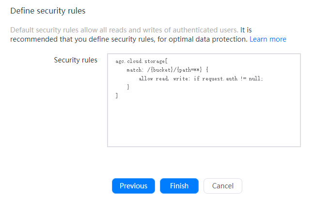 Define security rules