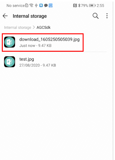 Result of tapping Download File