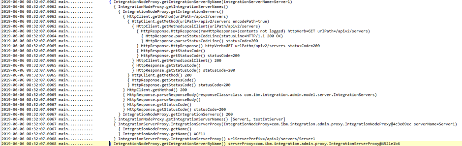 Sample Service Trace of a Call to getIntegrationServerByName