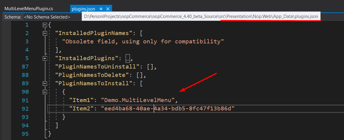 Plugin system name entry screenshot.