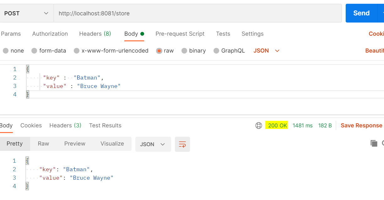 Sending values to object store