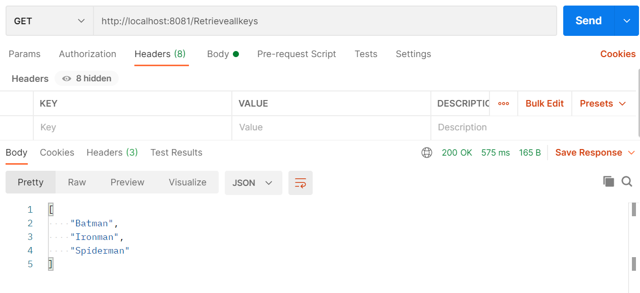 Triggering Postman Request for All Keys