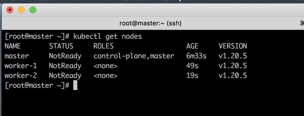 kubectl get nodes output