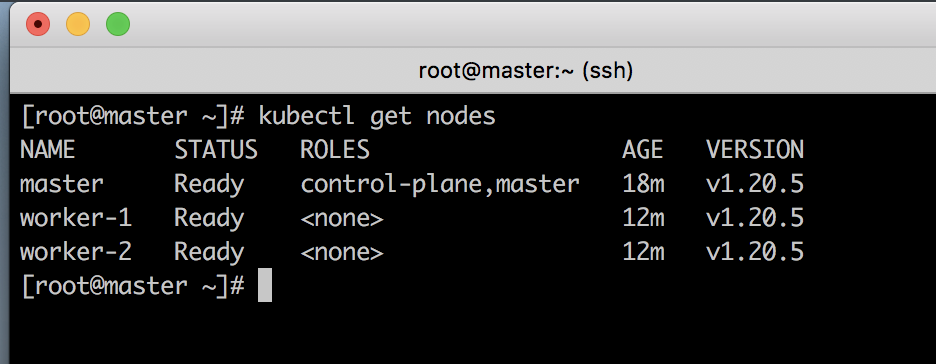 kubectl get nodes output