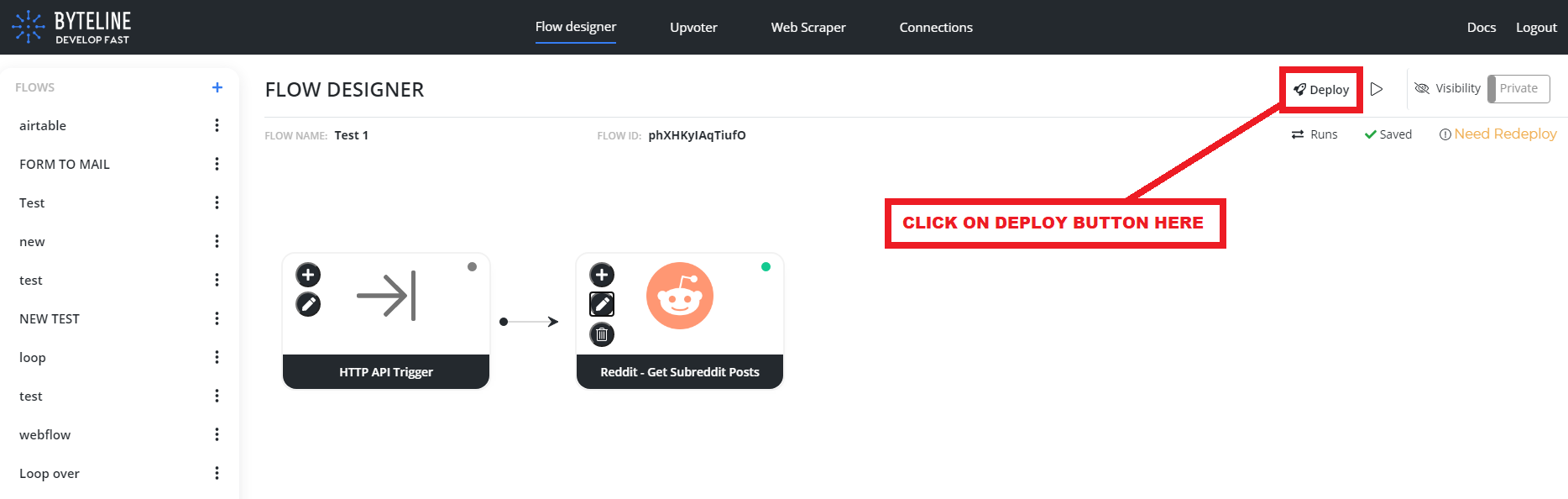 Deploy in the Flow Designer