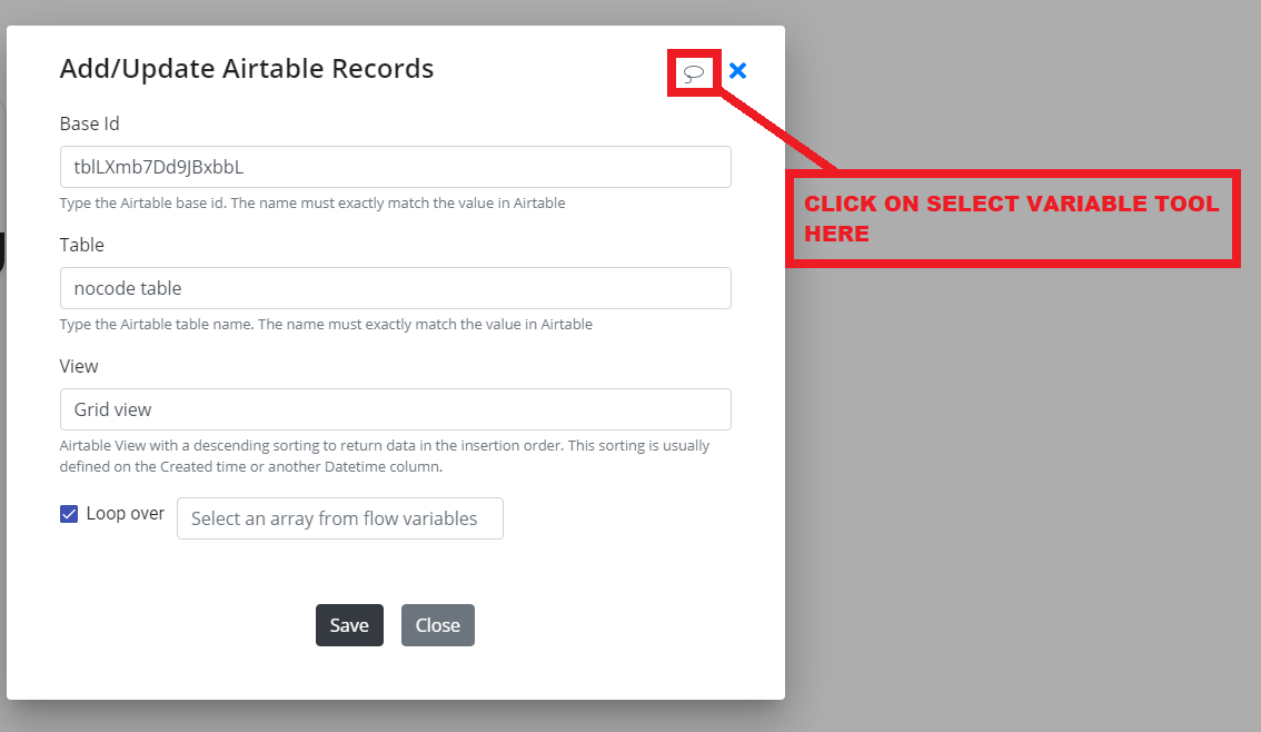 Select Variable Tool