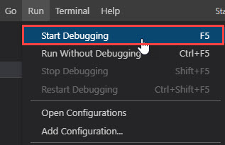 Run > Start Debugging