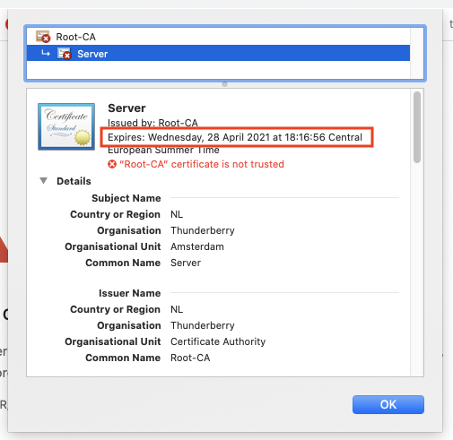 Certificate Expiration Date Screenshot