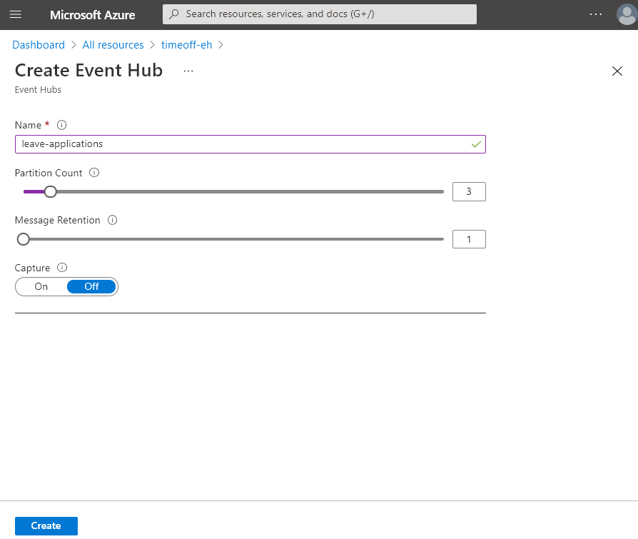 Create a new Event Hub