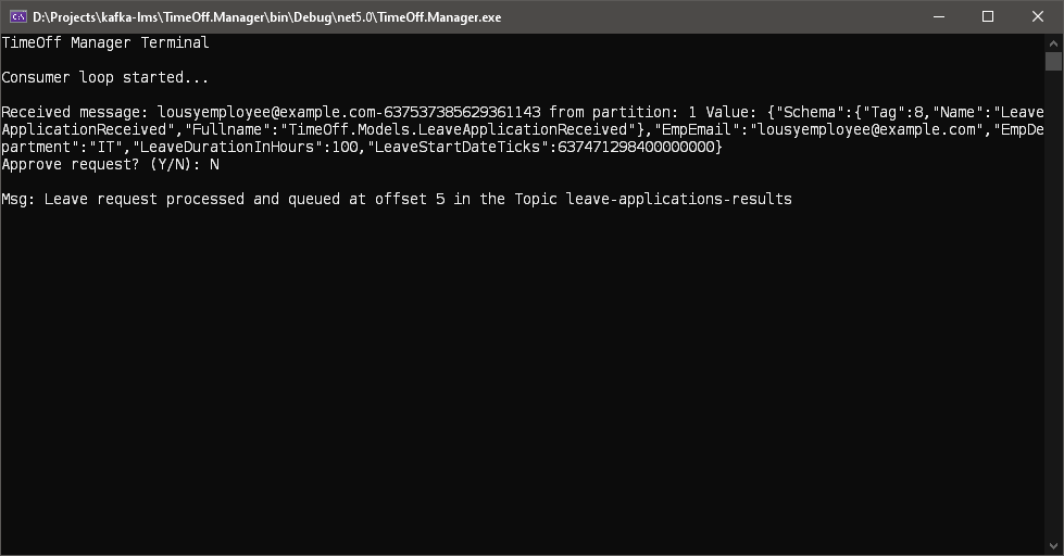 Manager service: Reject leave application