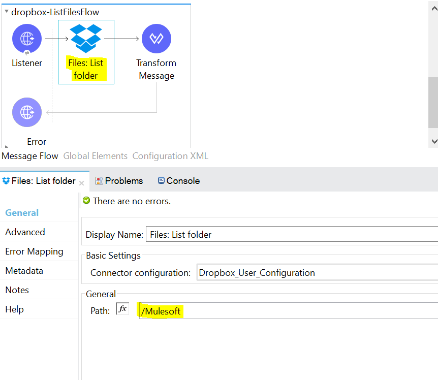 Files: List Folder Configuration