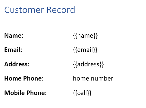 Customer Record Closeup