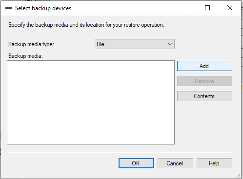 Click Add in Select backup Devices