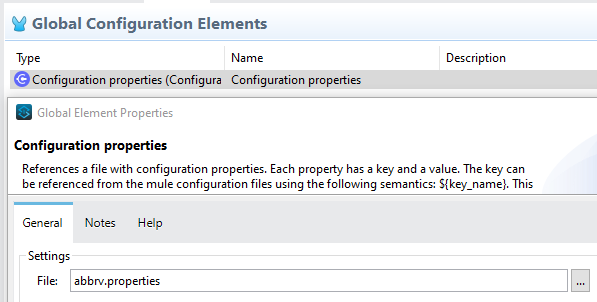 The property file needs to be configured in Global Elements: