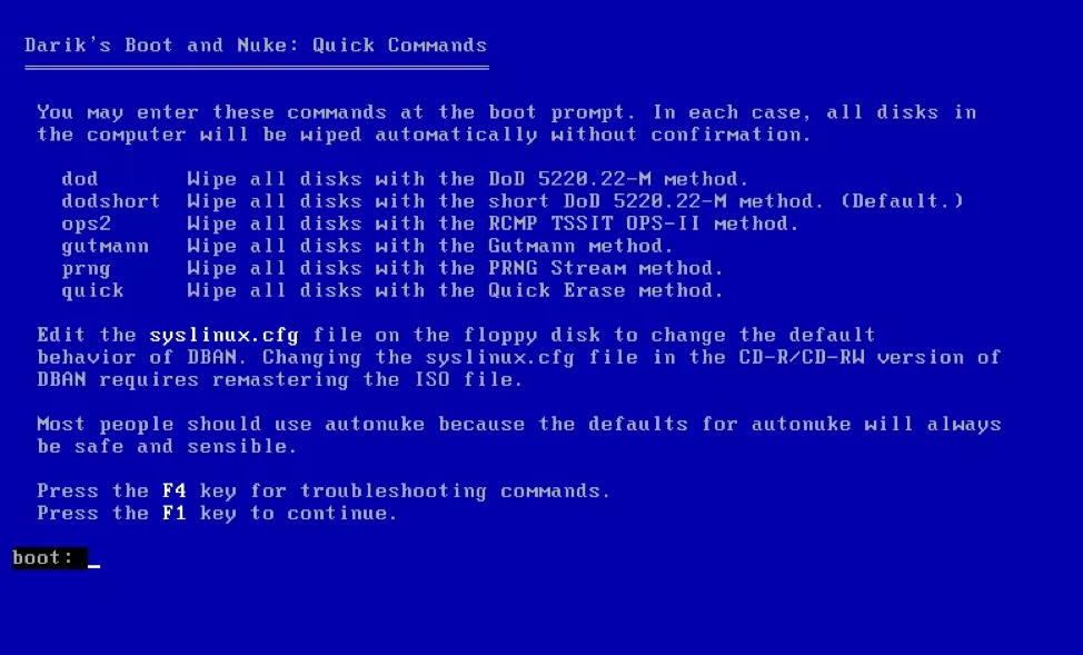 Dban-commands