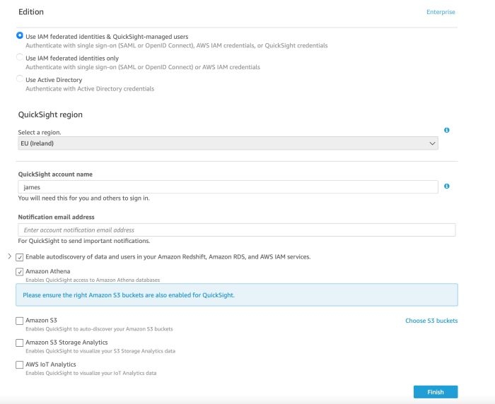 QuickSight Settings