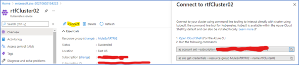 Kubernetes Cluster Connection Details.